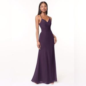 Azazie Carolina Bridesmaid Floor-length Plum Purple Dress